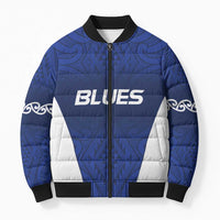 New Zealand Rugby Pacific Custom Bomber Puffer Jacket Kahurangi Auckland All Blue LT9 Unisex Blue - Polynesian Pride