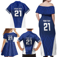 New Zealand Rugby Pacific Custom Family Matching Off Shoulder Maxi Dress and Hawaiian Shirt Kahurangi Auckland All Blue