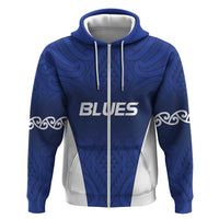 New Zealand Rugby Pacific Custom Zip Hoodie Kahurangi Auckland All Blue