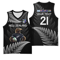 New Zealand Rugby Custom Basketball Jersey Glory Be To Black Silver-fern - Polynesian Pride
