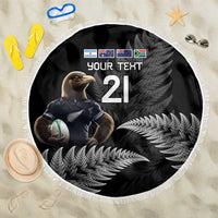New Zealand Rugby Custom Beach Blanket Glory Be To Black Silver-fern LT9 One Size 150cm Black - Polynesian Pride