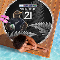 New Zealand Rugby Custom Beach Blanket Glory Be To Black Silver-fern LT9 - Polynesian Pride