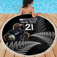 New Zealand Rugby Custom Beach Blanket Glory Be To Black Silver-fern LT9 - Polynesian Pride