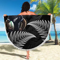 New Zealand Rugby Custom Beach Blanket Glory Be To Black Silver-fern LT9 - Polynesian Pride