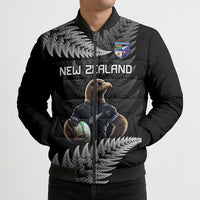 New Zealand Rugby Custom Bomber Puffer Jacket Glory Be To Black Silver-fern - Polynesian Pride