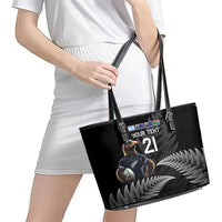 New Zealand Rugby Custom Leather Tote Bag Glory Be To Black Silver-fern - Polynesian Pride