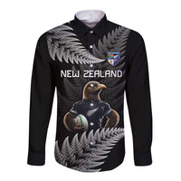 New Zealand Rugby Custom Long Sleeve Button Shirt Glory Be To Black Silver-fern LT9 Unisex Black - Polynesian Pride
