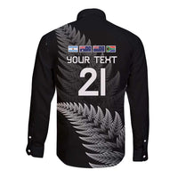 New Zealand Rugby Custom Long Sleeve Button Shirt Glory Be To Black Silver-fern LT9 - Polynesian Pride