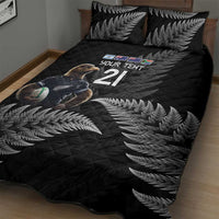New Zealand Rugby Custom Quilt Bed Set Glory Be To Black Silver-fern - Polynesian Pride