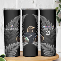 New Zealand Rugby Custom Skinny Tumbler Glory Be To Black Silver-fern - Polynesian Pride