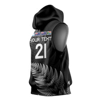 New Zealand Rugby Custom Sleeveless Hoodie Glory Be To Black Silver-fern - Polynesian Pride