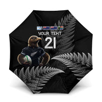 New Zealand Rugby Custom Umbrella Glory Be To Black Silver-fern LT9 One Size Folded 11.42 inch Opened Diameter 37.4 inch Black - Polynesian Pride