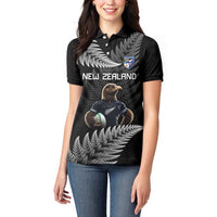 New Zealand Rugby Custom Women Polo Shirt Glory Be To Black Silver-fern - Polynesian Pride