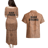 Hawaii Strong Maui Wildfire Couples Matching Puletasi Dress and Hawaiian Shirt No1 LT9 - Polynesian Pride