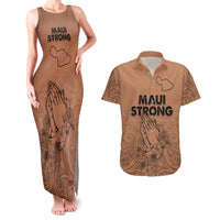 Hawaii Strong Maui Wildfire Couples Matching Tank Maxi Dress and Hawaiian Shirt No1 LT9 Gold - Polynesian Pride