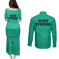 Hawaii Strong Maui Wildfire Couples Matching Puletasi Dress and Long Sleeve Button Shirts No2 LT9 - Polynesian Pride