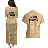 Hawaii Strong Maui Wildfire Couples Matching Puletasi Dress and Hawaiian Shirt No3 LT9 - Polynesian Pride