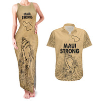 Hawaii Strong Maui Wildfire Couples Matching Tank Maxi Dress and Hawaiian Shirt No3 LT9 Nude - Polynesian Pride