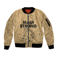 Hawaii Strong Maui Wildfire Sleeve Zip Bomber Jacket No3 LT9 Unisex Nude - Polynesian Pride