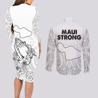Hawaii Strong Maui Wildfire Couples Matching Long Sleeve Bodycon Dress and Long Sleeve Button Shirts No4 LT9 - Polynesian Pride
