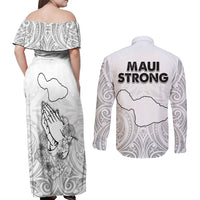 Hawaii Strong Maui Wildfire Couples Matching Off Shoulder Maxi Dress and Long Sleeve Button Shirts No4 LT9 - Polynesian Pride