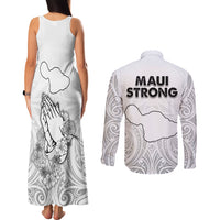 Hawaii Strong Maui Wildfire Couples Matching Tank Maxi Dress and Long Sleeve Button Shirts No4 LT9 - Polynesian Pride