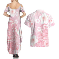 Japan Sakura Floral with Polynesian Vibe Couples Matching Summer Maxi Dress and Hawaiian Shirt LT9 - Polynesian Pride