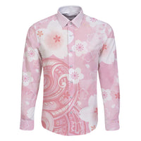 Japan Sakura Floral with Polynesian Vibe Family Matching Tank Maxi Dress and Hawaiian Shirt