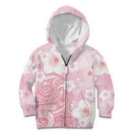 Japan Sakura Floral with Polynesian Vibe Kid Hoodie LT9 Zip Hoodie Pink - Polynesian Pride