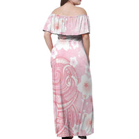 Japan Sakura Floral with Polynesian Vibe Off Shoulder Maxi Dress LT9 - Polynesian Pride