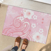 Japan Sakura Floral with Polynesian Vibe Rubber Doormat LT9 - Polynesian Pride