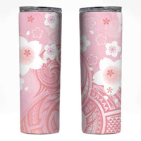 Japan Sakura Floral with Polynesian Vibe Skinny Tumbler