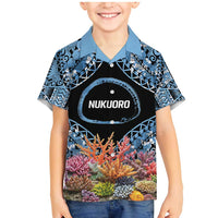 Personalised Nukuoro Micronesia Atoll Family Matching Mermaid Dress and Hawaiian Shirt with Pacific Coral Reef