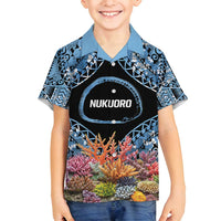 Personalised Nukuoro Micronesia Atoll Family Matching Puletasi and Hawaiian Shirt with Pacific Coral Reef