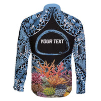 Personalised Nukuoro Micronesia Atoll Family Matching Short Sleeve Bodycon Dress and Hawaiian Shirt with Pacific Coral Reef