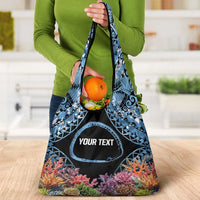 Personalised Nukuoro Micronesia Atoll Grocery Bag with Pacific Coral Reef