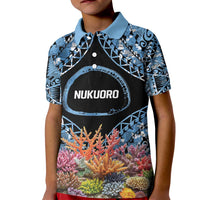 Personalised Nukuoro Micronesia Atoll Kid Polo Shirt with Pacific Coral Reef LT9 Kid Blue - Polynesian Pride