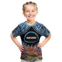 Personalised Nukuoro Micronesia Atoll Kid T Shirt with Pacific Coral Reef LT9 Blue - Polynesian Pride