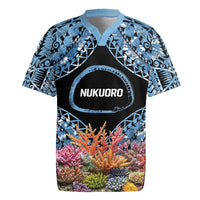 Personalised Nukuoro Micronesia Atoll Rugby Jersey with Pacific Coral Reef
