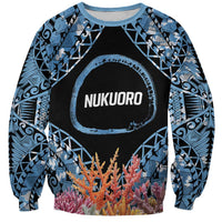 Personalised Nukuoro Micronesia Atoll Sweatshirt with Pacific Coral Reef LT9 Unisex Blue - Polynesian Pride