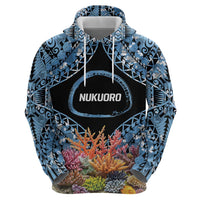 Personalised Nukuoro Micronesia Atoll Zip Hoodie with Pacific Coral Reef