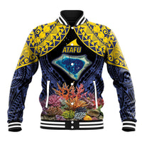 Tokelau Atafu Atoll Personalised Baseball Jacket Pacific Coral Reef Vibe LT9 Unisex Gold - Polynesian Pride