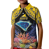 Tokelau Atafu Atoll Personalised Kid Polo Shirt Pacific Coral Reef Vibe LT9 Kid Gold - Polynesian Pride