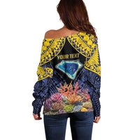 Tokelau Atafu Atoll Personalised Off Shoulder Sweater Pacific Coral Reef Vibe