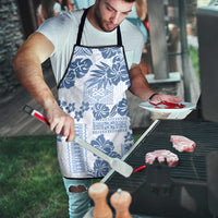 Vintage Hawaii Apron Hibiscus Tapa Tribal With Hawaiian Quilt Pattern Blue - Polynesian Pride