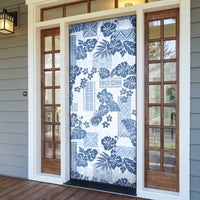 Vintage Hawaii Door Cover Hibiscus Tapa Tribal With Hawaiian Quilt Pattern Blue LT9 - Polynesian Pride