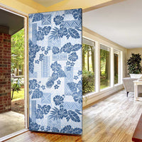 Vintage Hawaii Door Cover Hibiscus Tapa Tribal With Hawaiian Quilt Pattern Blue LT9 - Polynesian Pride