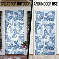 Vintage Hawaii Door Cover Hibiscus Tapa Tribal With Hawaiian Quilt Pattern Blue LT9 - Polynesian Pride
