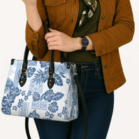 Vintage Hawaii Leather Bag Hibiscus Tapa Tribal With Hawaiian Quilt Pattern Blue LT9 - Polynesian Pride