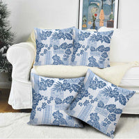 Vintage Hawaii Pillow Cover Hibiscus Tapa Tribal With Hawaiian Quilt Pattern Blue LT9 - Polynesian Pride
